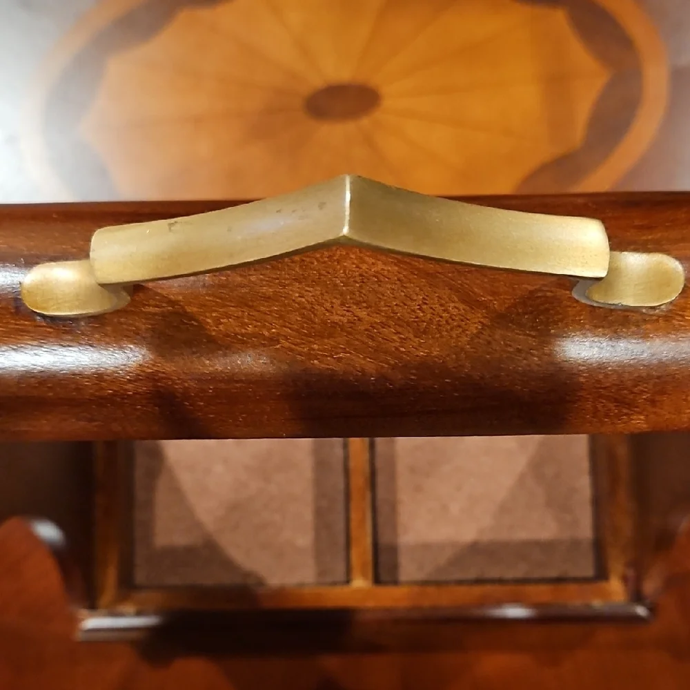 Quality Pottery Barn Wooden Dual Tantalus Decanter Holder Caddy w/Brass Accents